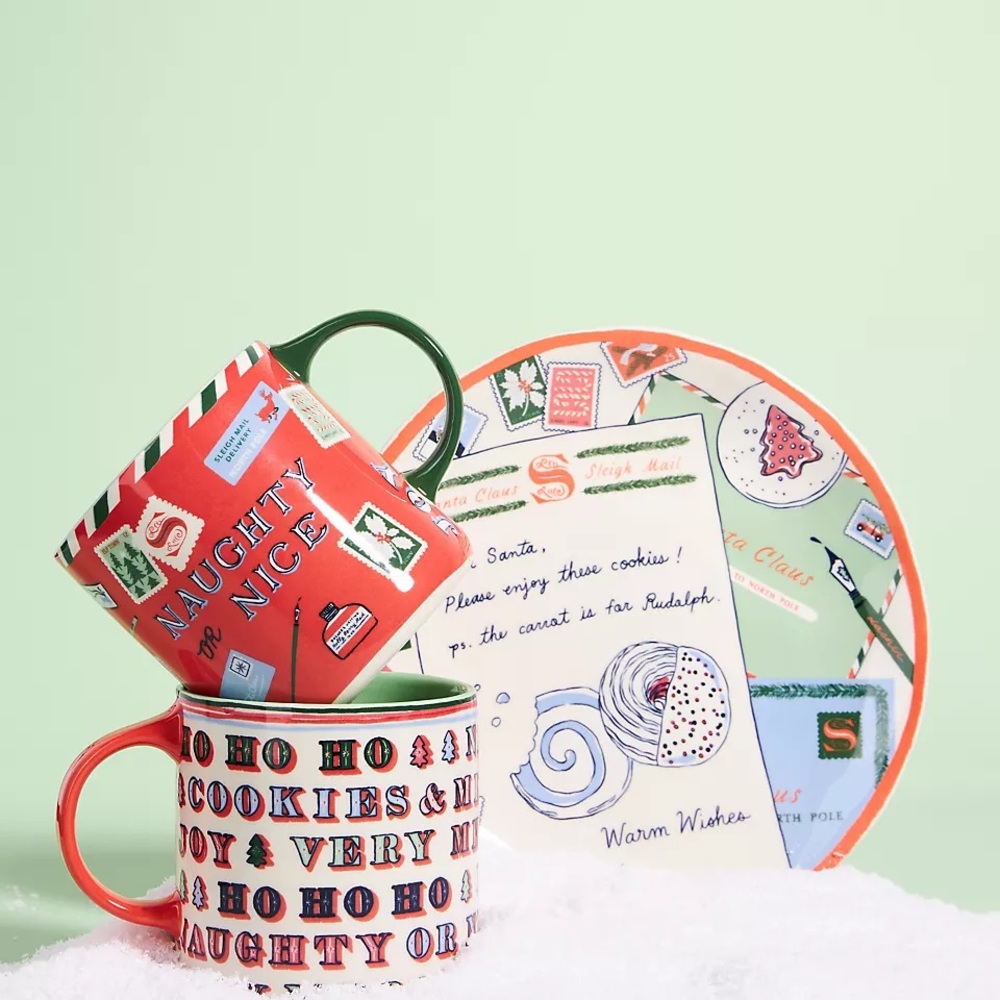 ANTHROPOLOGIE DESSERT SIDE PLATE DEAR SANTA MERRY CHRISTMAS GEORGE & VIV
